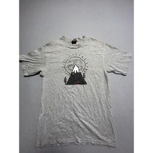 Stussy T Shirt Cotton Blend Heather Gray Mountain Graphic Medium Mens